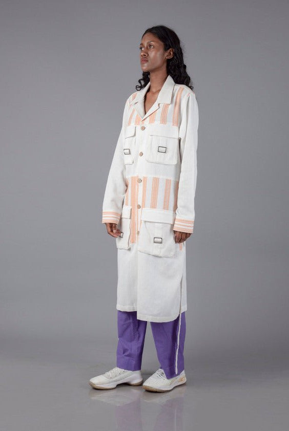 Jharkhand Handloom Textile Unisex Long Shacket - CiceroniShirtsJohargram
