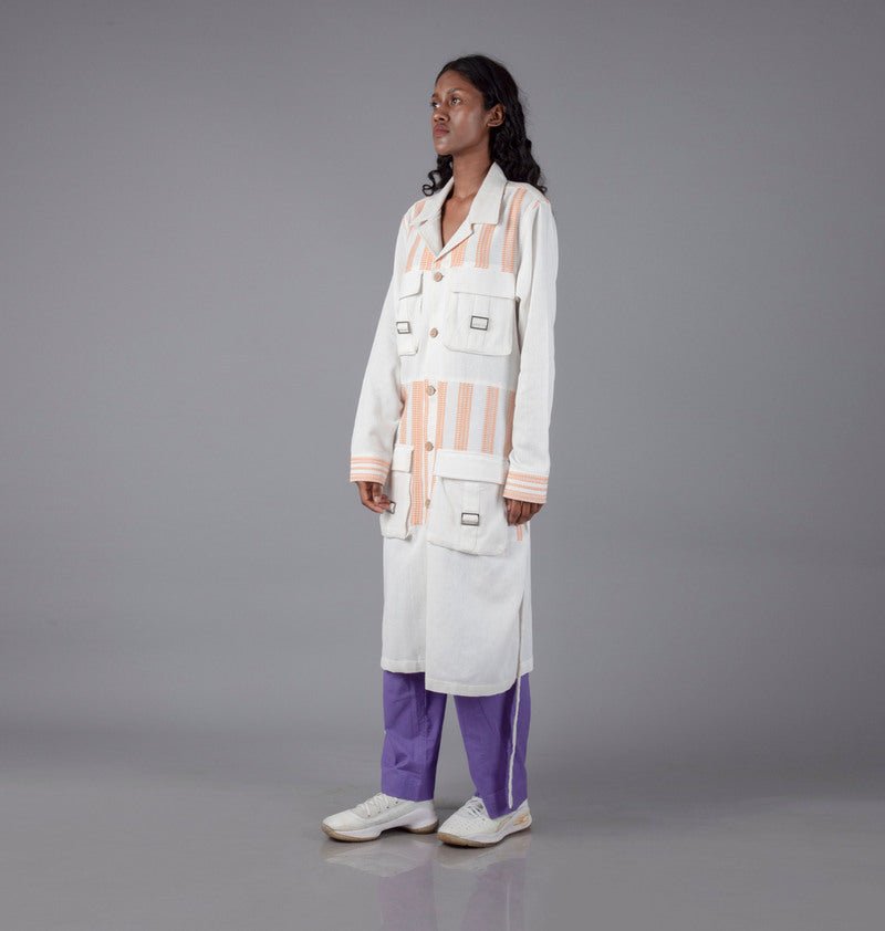 Jharkhand Handloom Textile Unisex Long Shacket - CiceroniShirtsJohargram