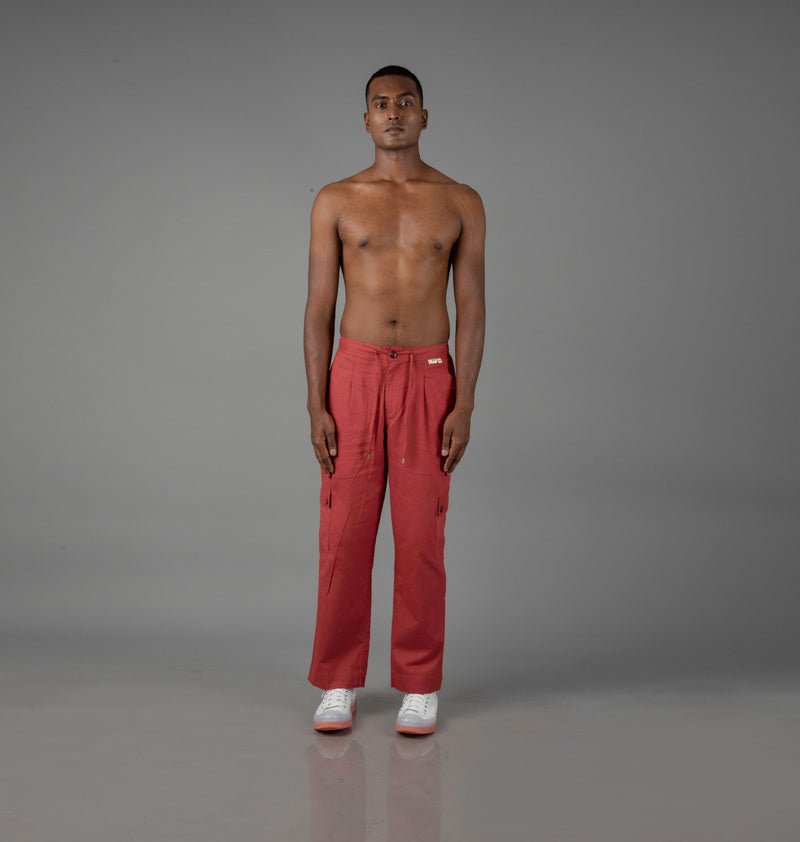 Jharkhand Handloom Textile Unisex Maroon Wide Leg Pant - CiceroniPantsJohargram