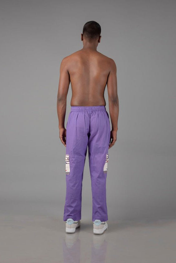 Jharkhand Handloom Textile Unisex Purple Wide Leg Pant - CiceroniPantsJohargram