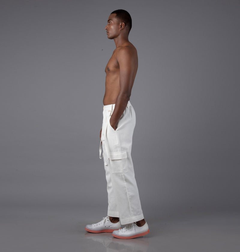 Jharkhand Handloom Textile Unisex Straight Long length Cargo Pant - CiceroniPantsJohargram