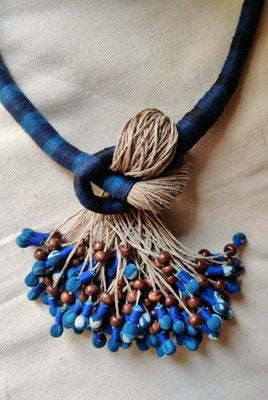 Jute Pretzel Neckpiece - Blue - CiceroniNeckpieceD I T I