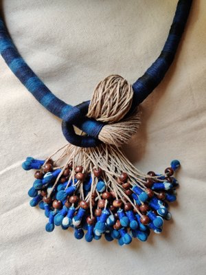 Jute Pretzel Neckpiece - Blue - CiceroniNeckpieceD I T I