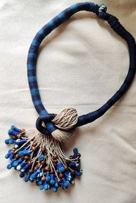 Jute Pretzel Neckpiece - Blue - CiceroniNeckpieceD I T I