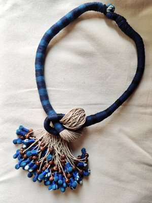 Jute Pretzel Neckpiece - Blue - CiceroniNeckpieceD I T I