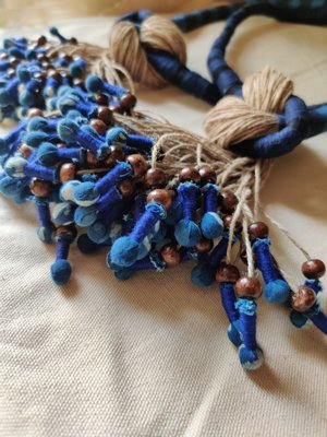 Jute Pretzel Neckpiece - Blue - CiceroniNeckpieceD I T I