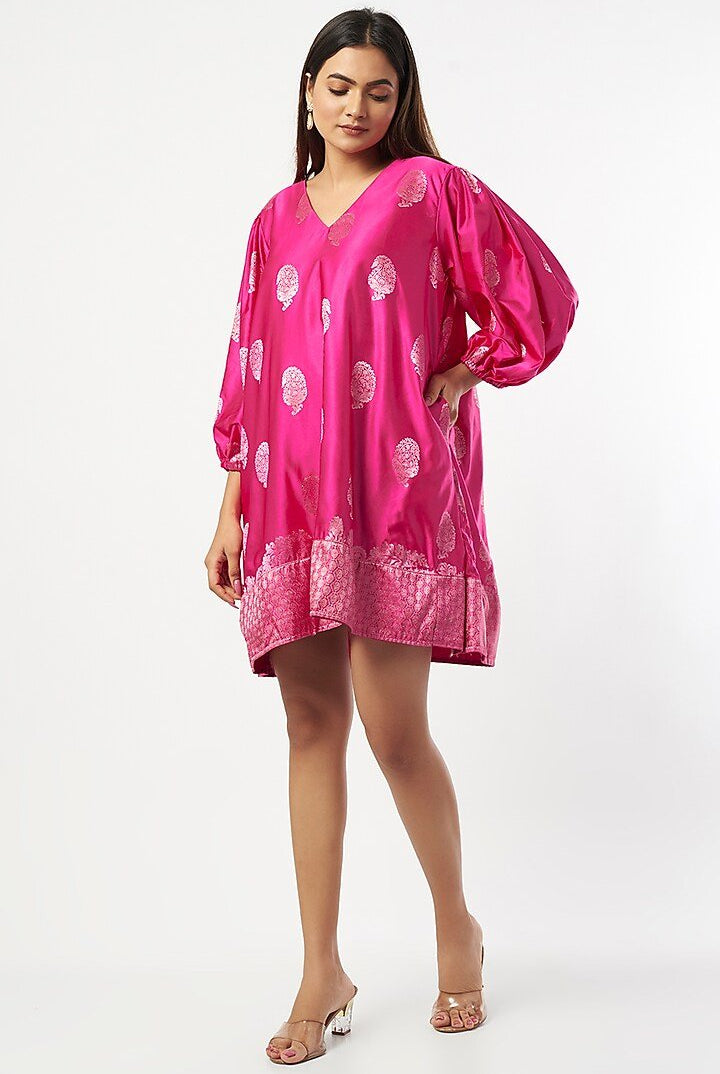Kauseya Silk Dress In Pink - CiceroniDressesshriya singhi