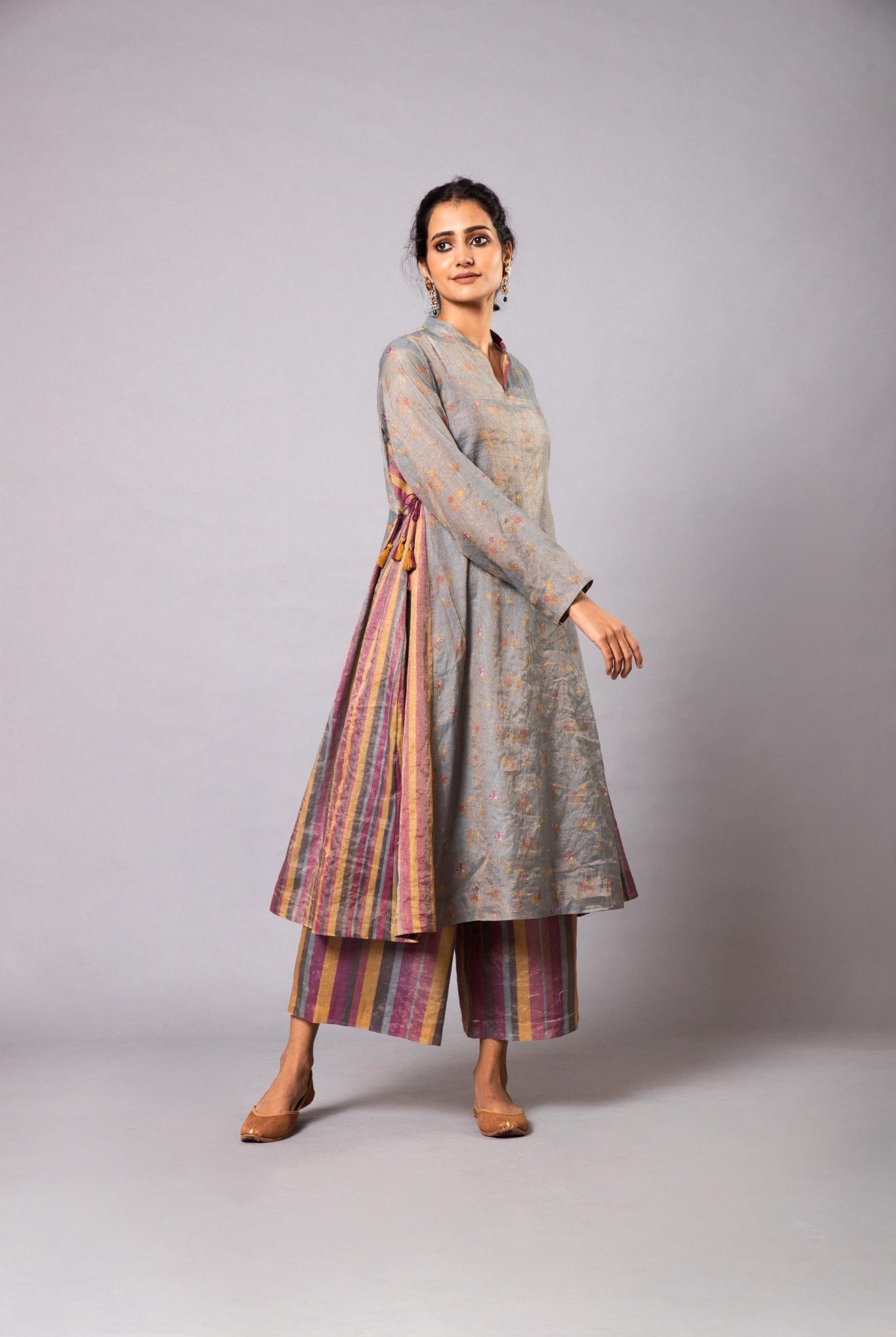Kavya Tissue Kurta Set - Blue - CiceroniKurta Set, Festive wearLabel Shreya Sharma
