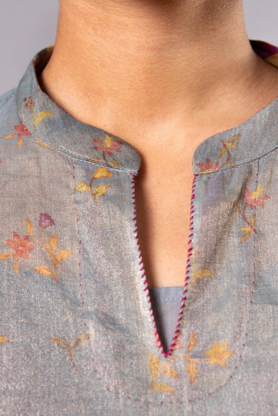 Kavya Tissue Kurta Set - Blue - CiceroniKurta Set, Festive wearLabel Shreya Sharma