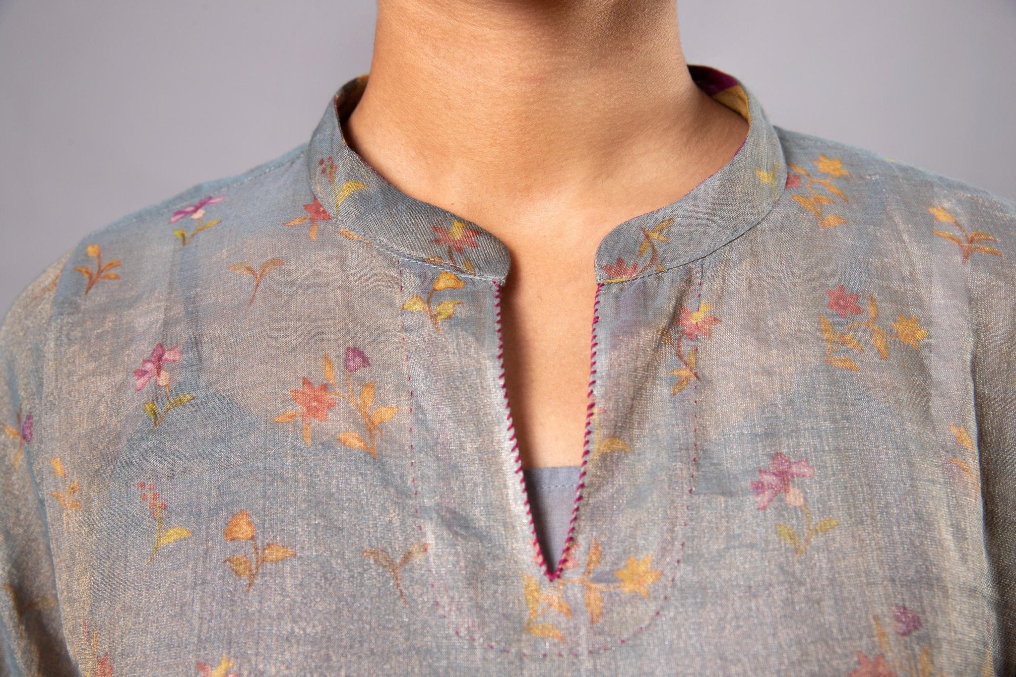 Kavya Tissue Kurta Set - Blue - CiceroniKurta Set, Festive wearLabel Shreya Sharma