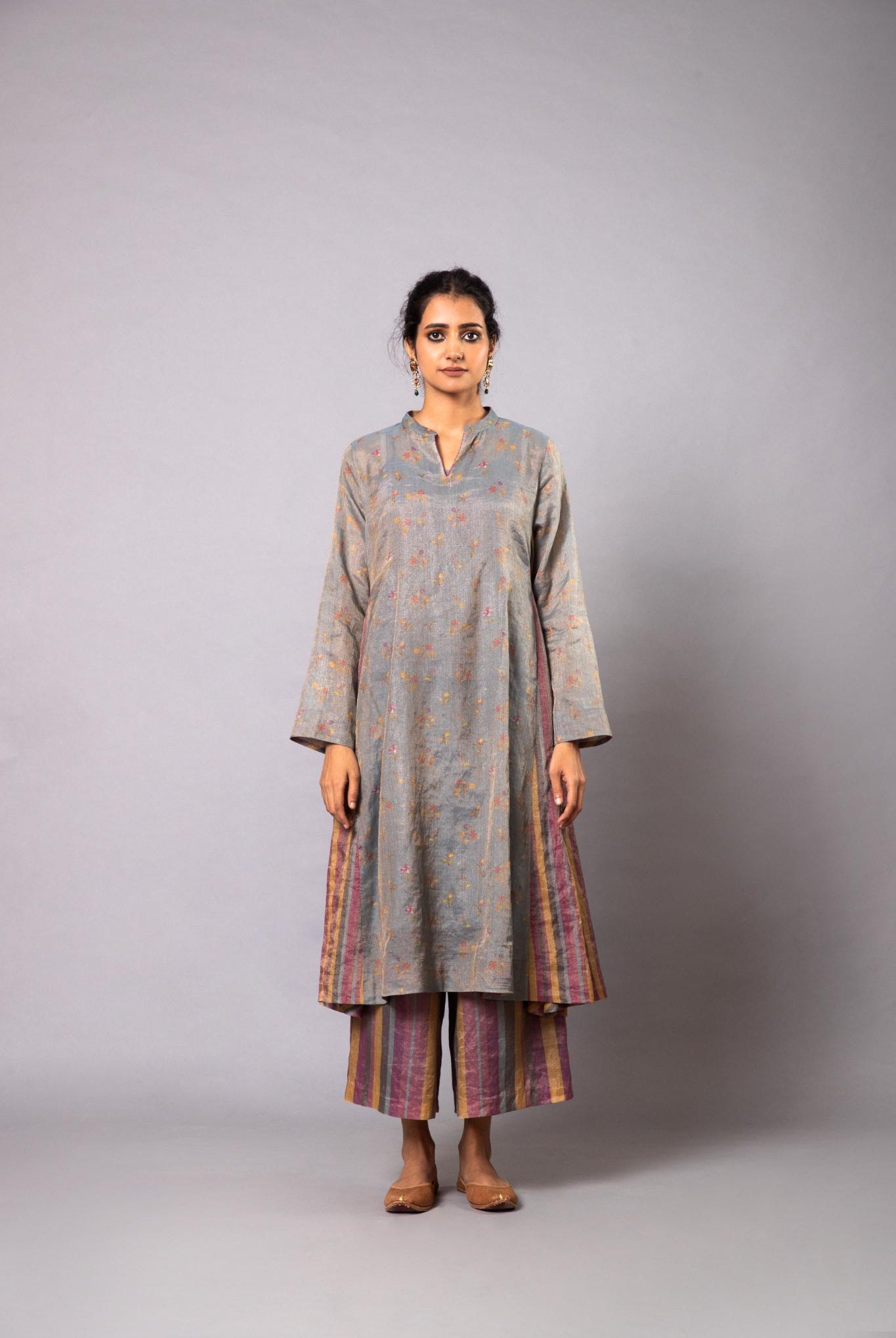 Kavya Tissue Kurta Set - Blue - CiceroniKurta Set, Festive wearLabel Shreya Sharma