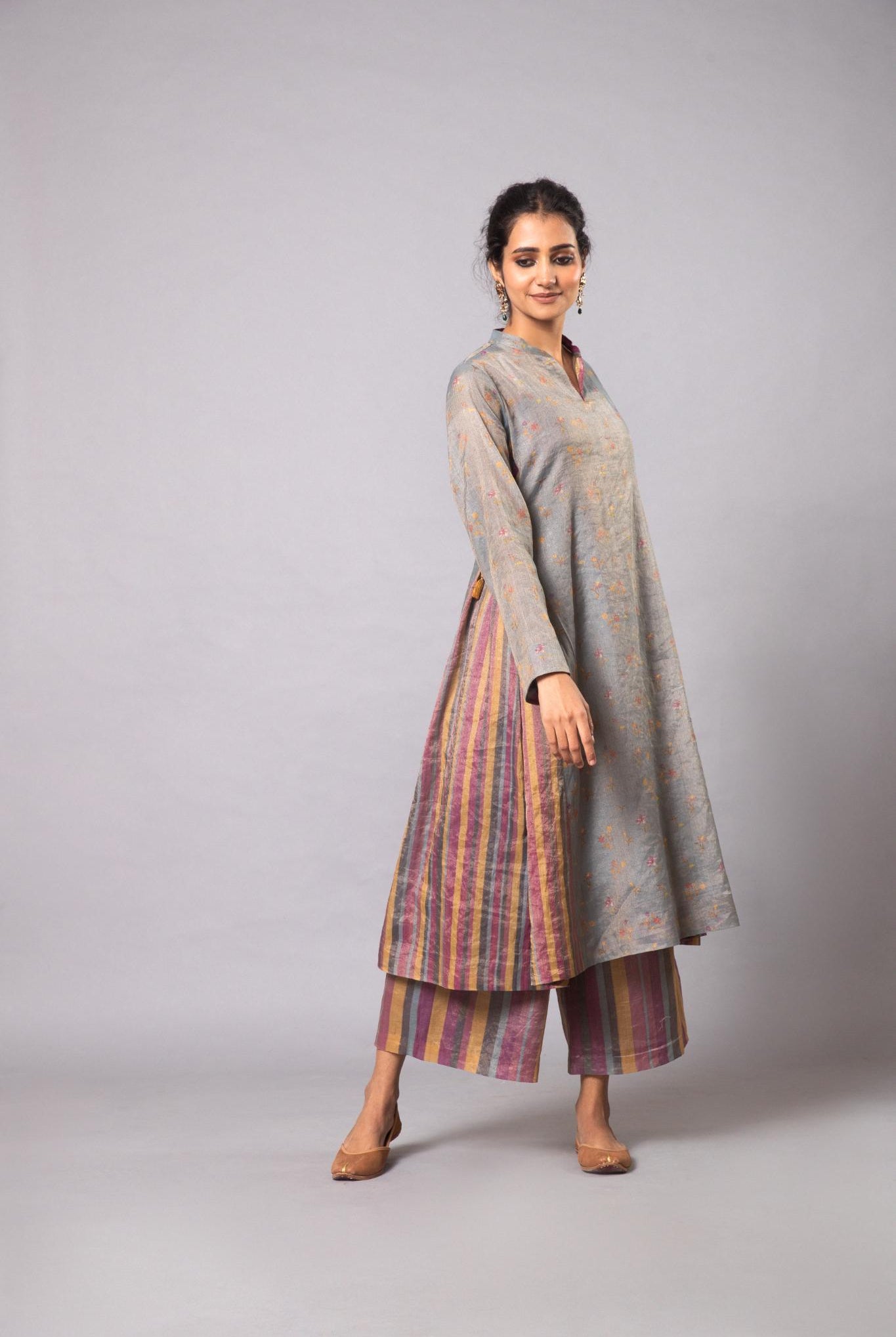 Kavya Tissue Kurta Set - Blue - CiceroniKurta Set, Festive wearLabel Shreya Sharma