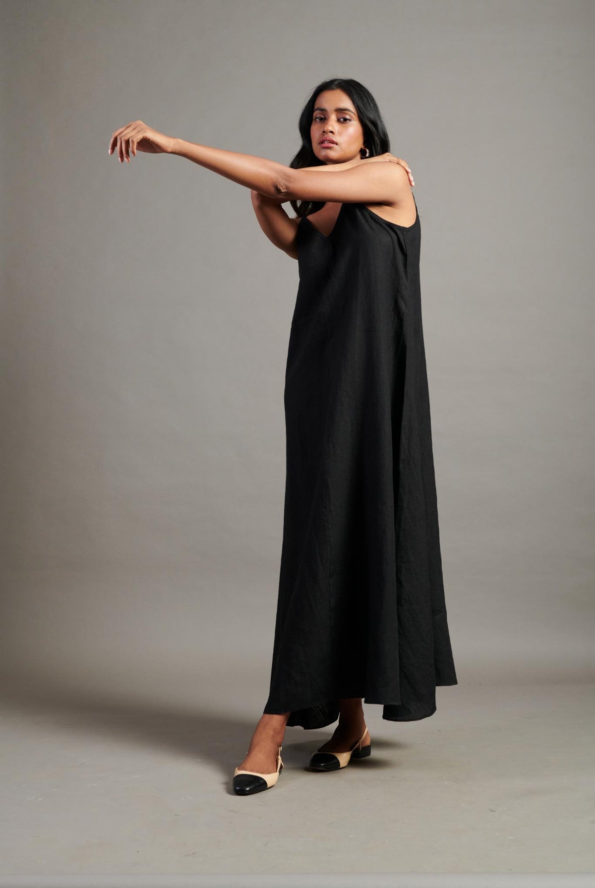 Kohl Linen Flared Slip Dress - CiceroniDressesSaphed