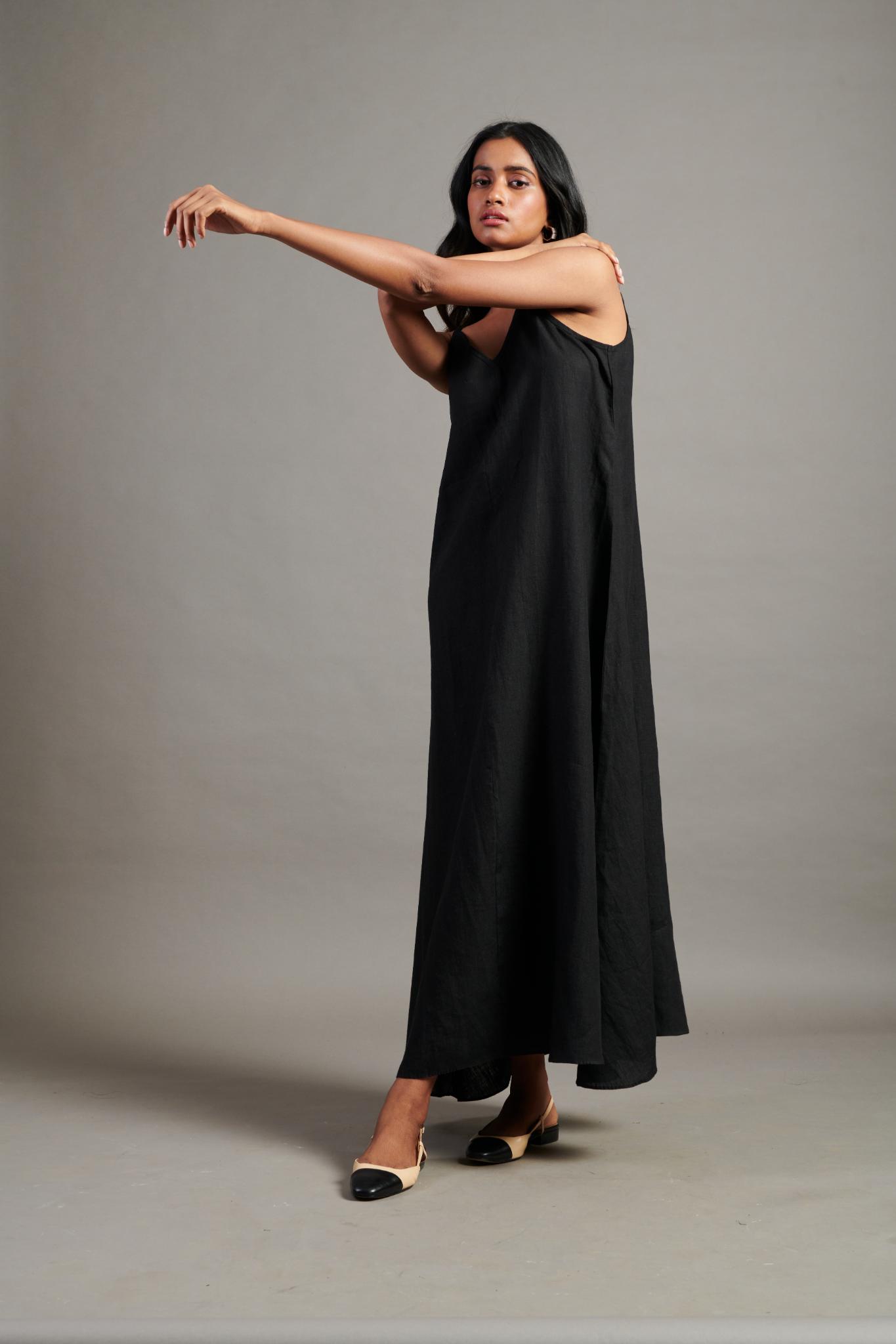 Kohl Linen Flared Slip Dress - CiceroniDressesSaphed