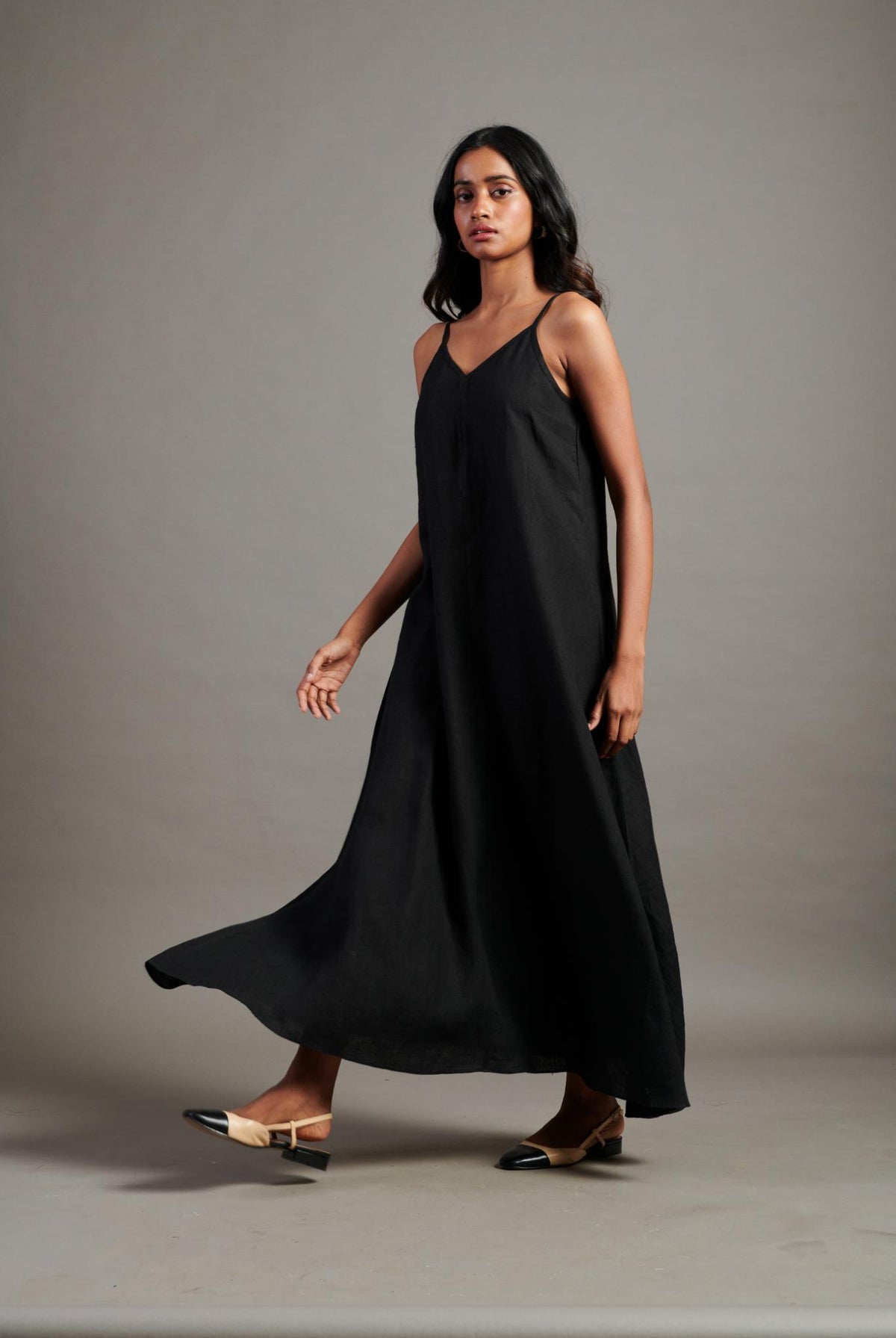 Kohl Linen Flared Slip Dress - CiceroniDressesSaphed