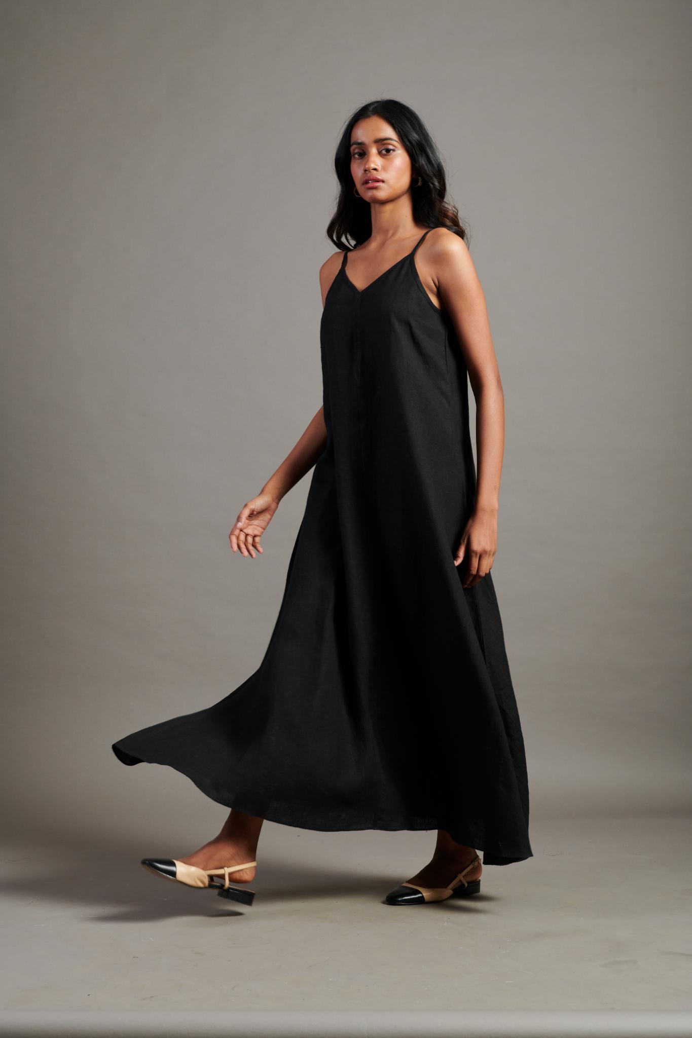 Kohl Linen Flared Slip Dress - CiceroniDressesSaphed