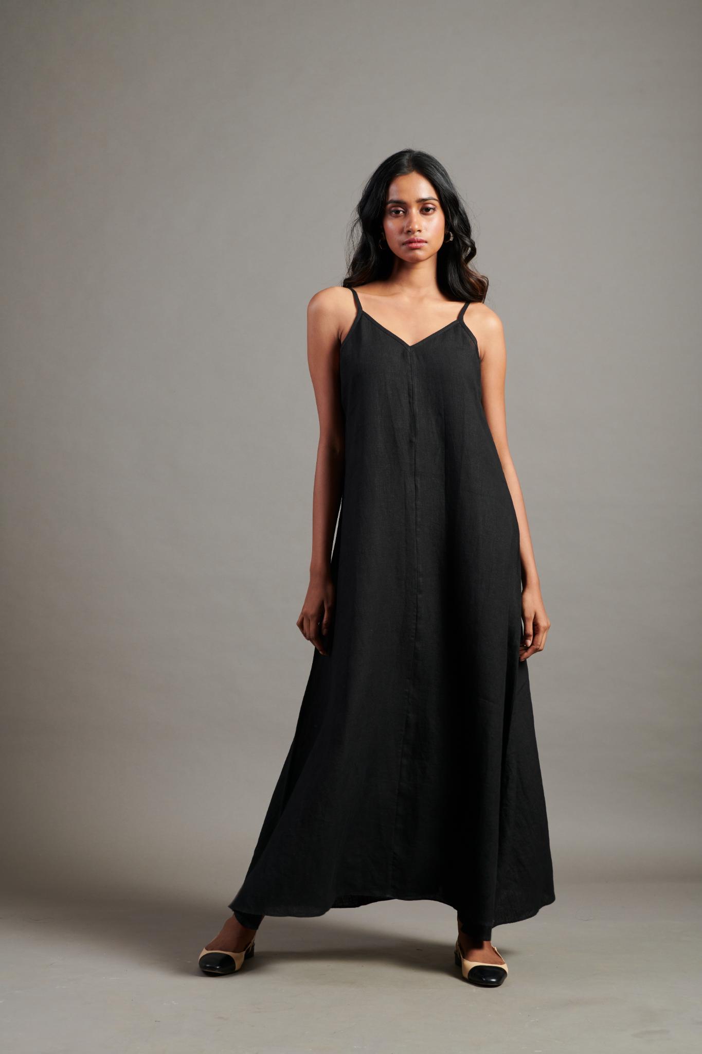 Kohl Linen Flared Slip Dress - CiceroniDressesSaphed