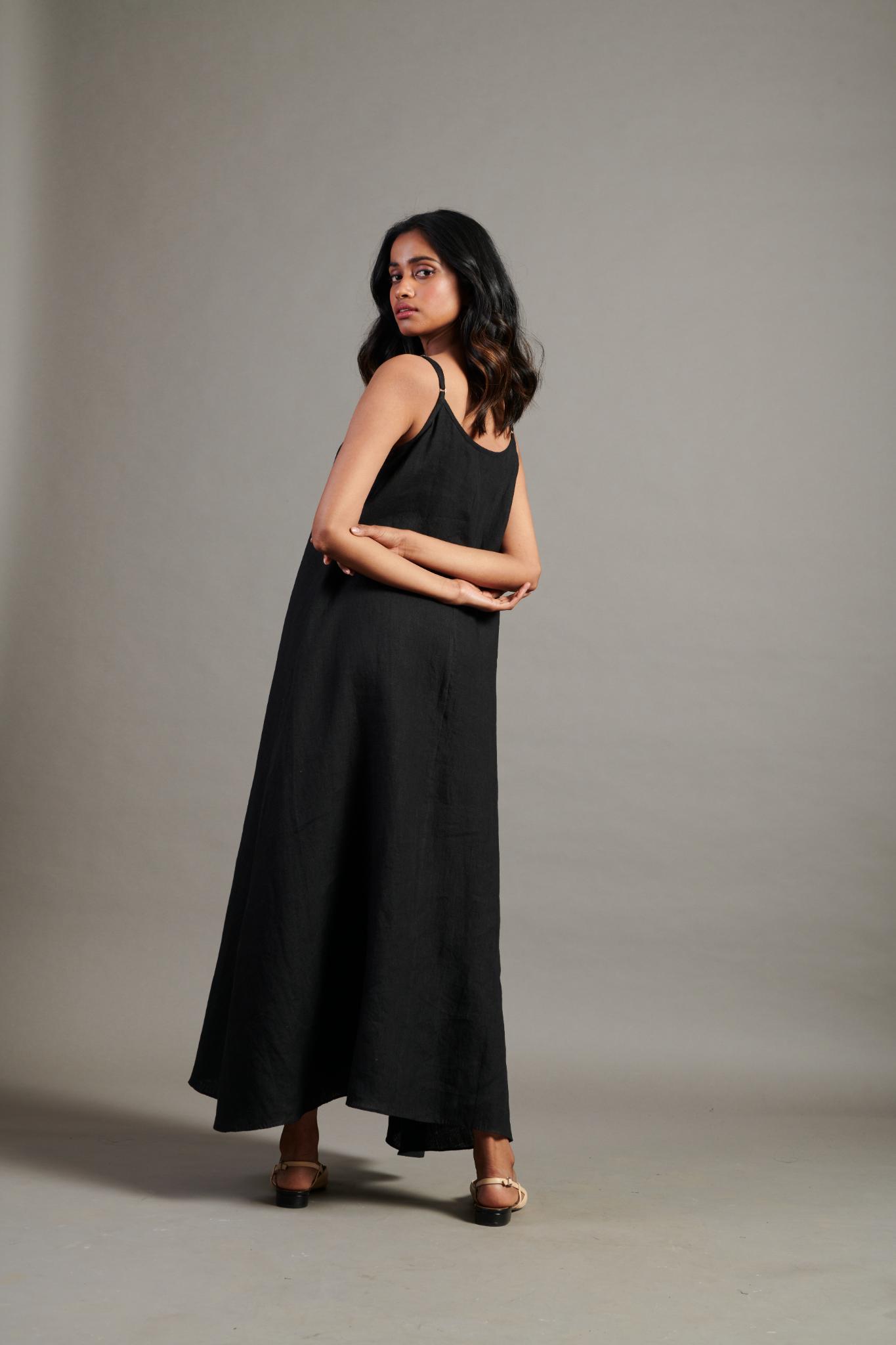 Kohl Linen Flared Slip Dress - CiceroniDressesSaphed