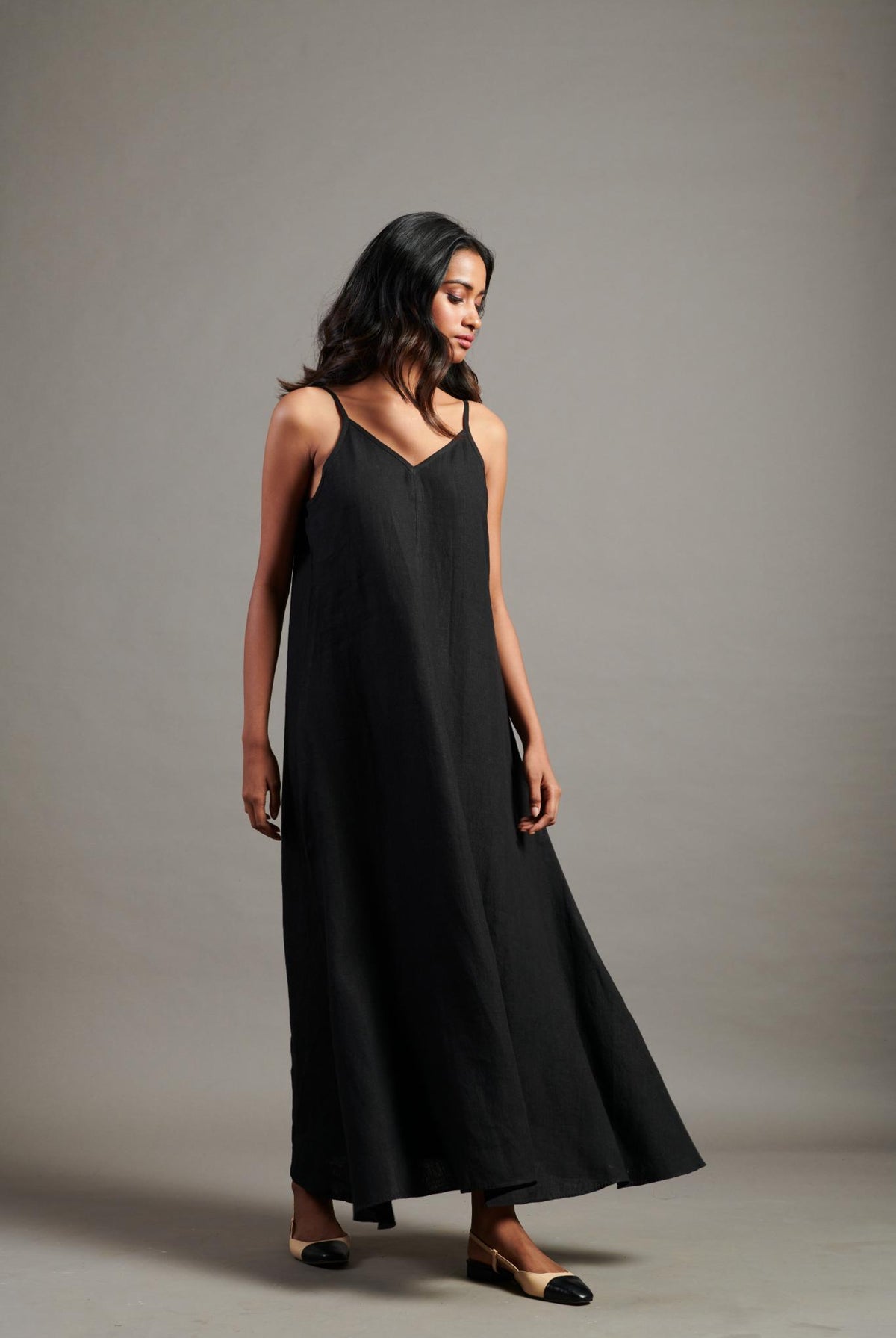 Kohl Linen Flared Slip Dress - CiceroniDressesSaphed
