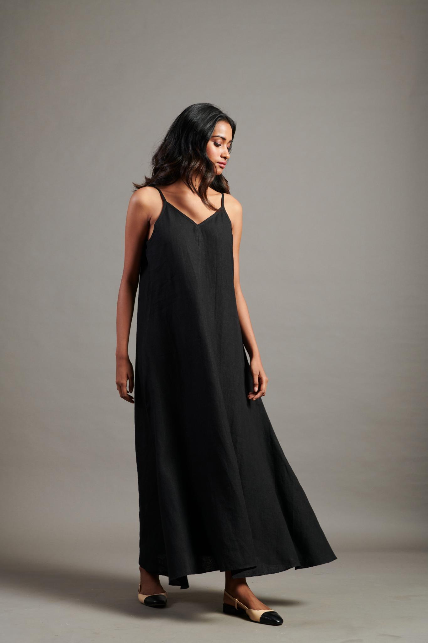 Kohl Linen Flared Slip Dress - CiceroniDressesSaphed