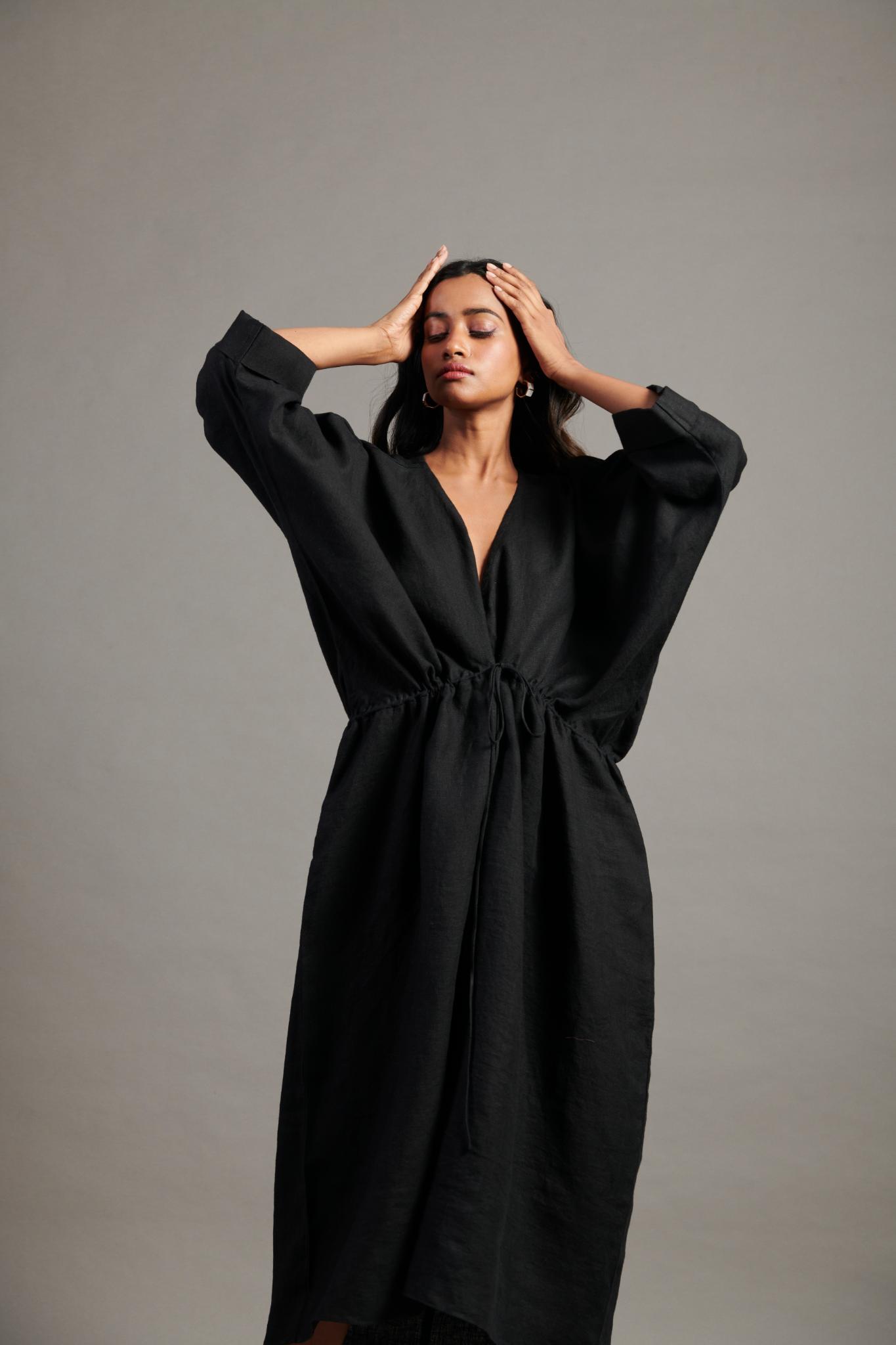 Kohl Linen Gathered Kaftan Dress - CiceroniKaftanSaphed