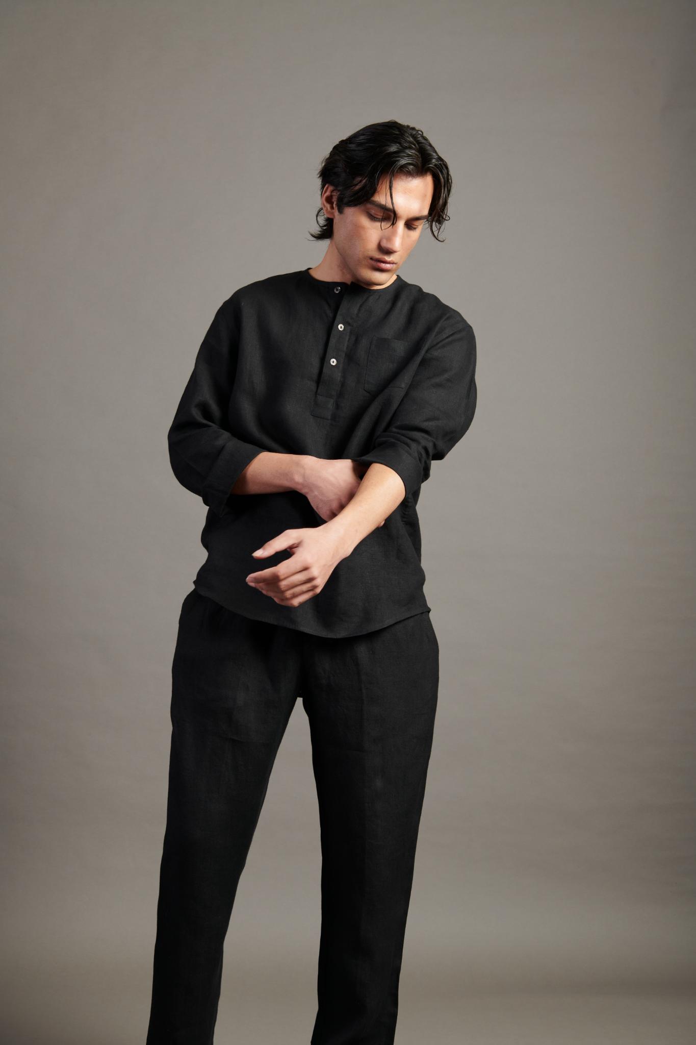 Kohl Linen Men's Pyjama Set - CiceroniCo-ord SetSaphed