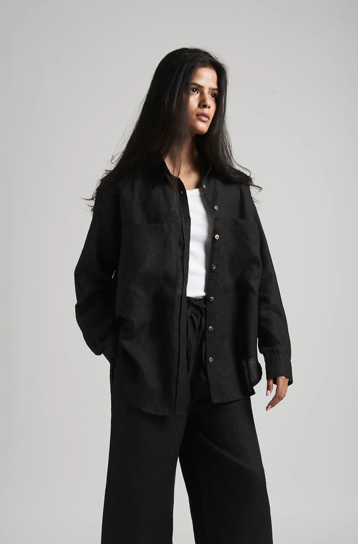 Kohl Linen Oversized Pocket Shirt Set - CiceroniCo-ord SetSaphed