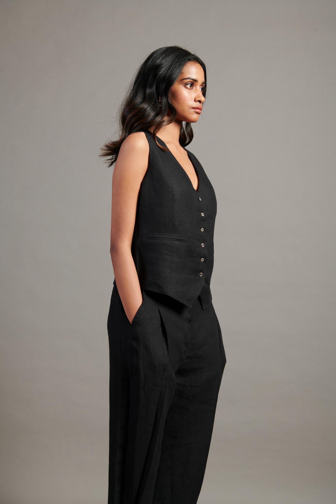 Kohl Linen Waist Coat Set - CiceroniCo-ord SetSaphed