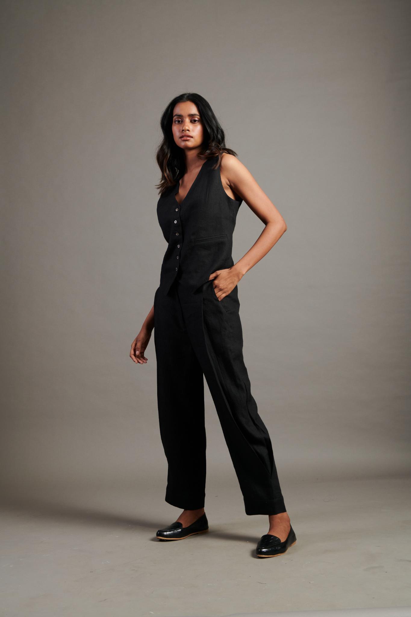 Kohl Linen Waist Coat Set - CiceroniCo-ord SetSaphed