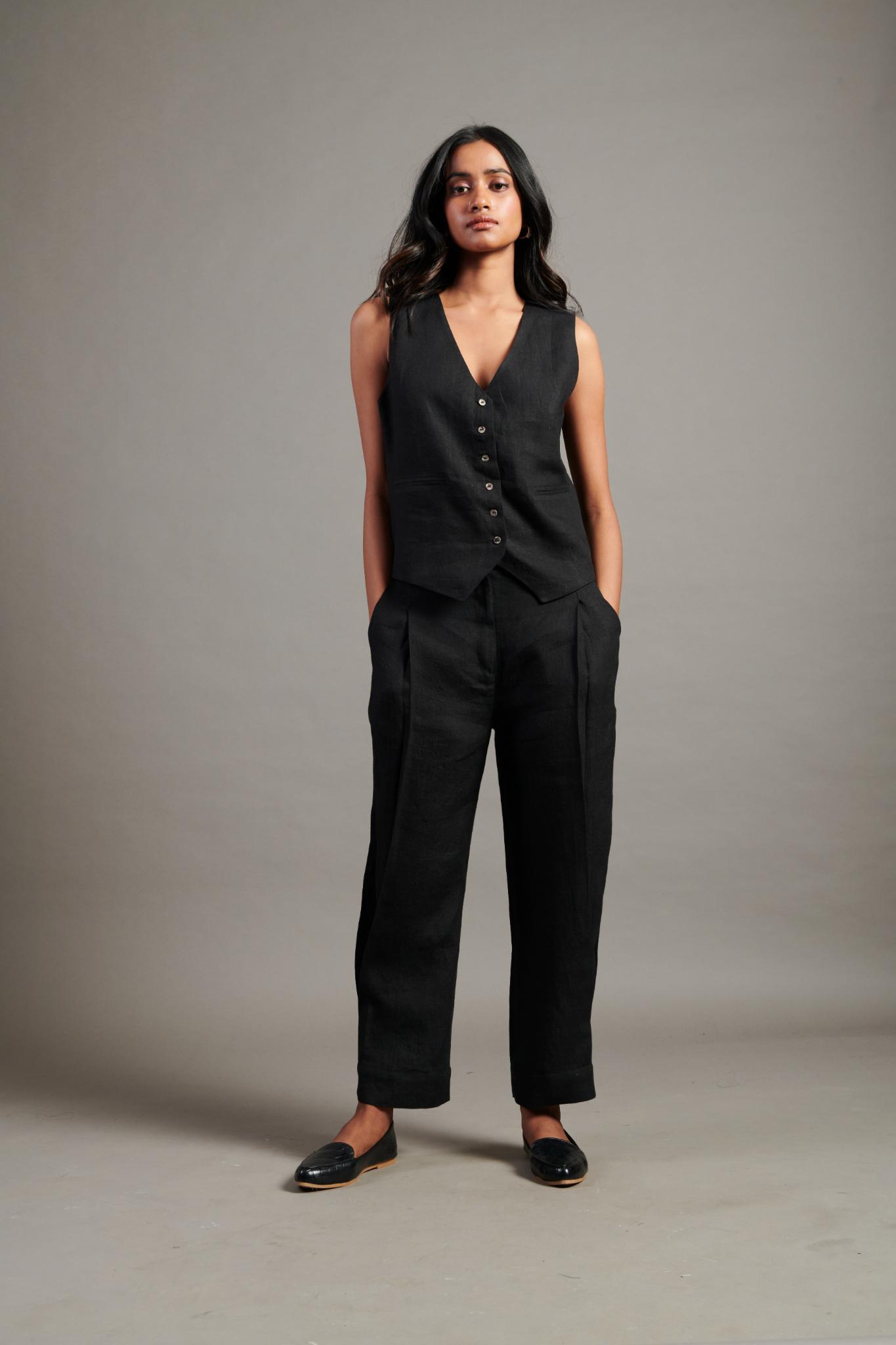 Kohl Linen Waist Coat Set - CiceroniCo-ord SetSaphed