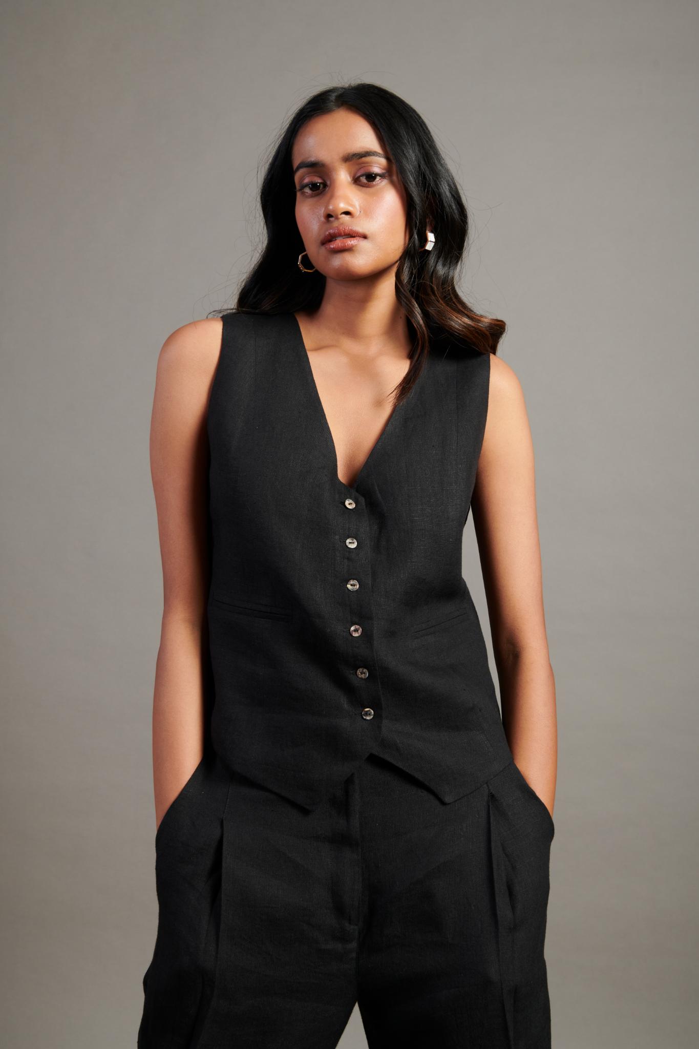 Kohl Linen Waist Coat Set - CiceroniCo-ord SetSaphed