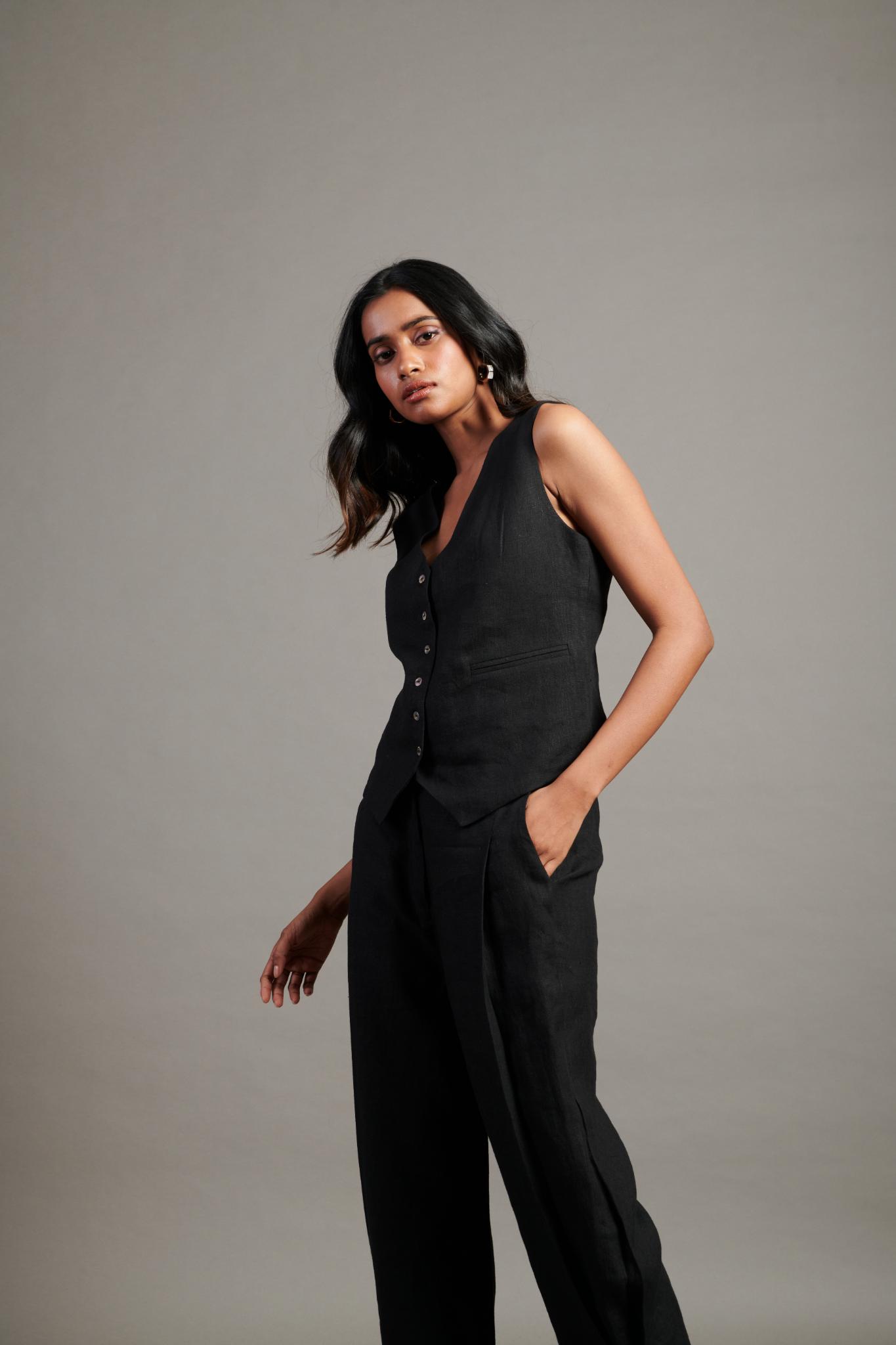 Kohl Linen Waist Coat Set - CiceroniCo-ord SetSaphed