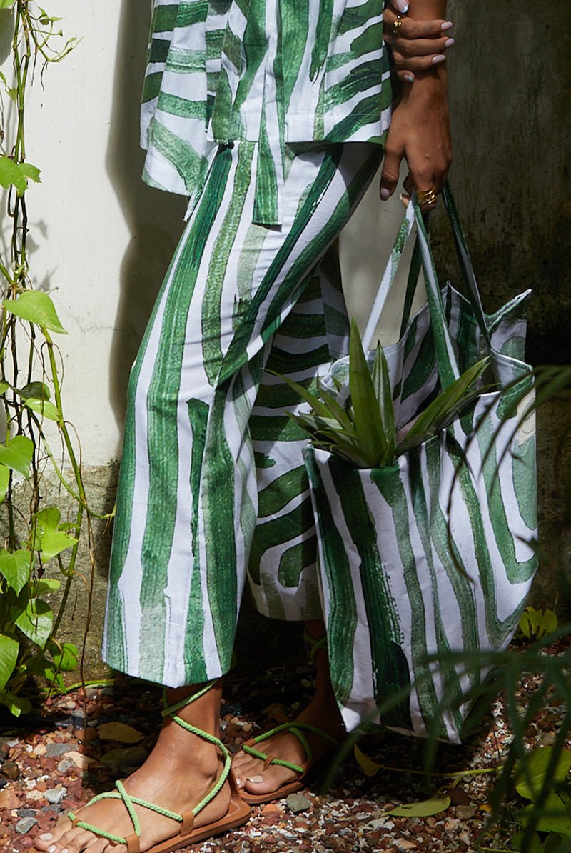 Kyoto Pant In Green Abstract Print - CiceroniHappi Space