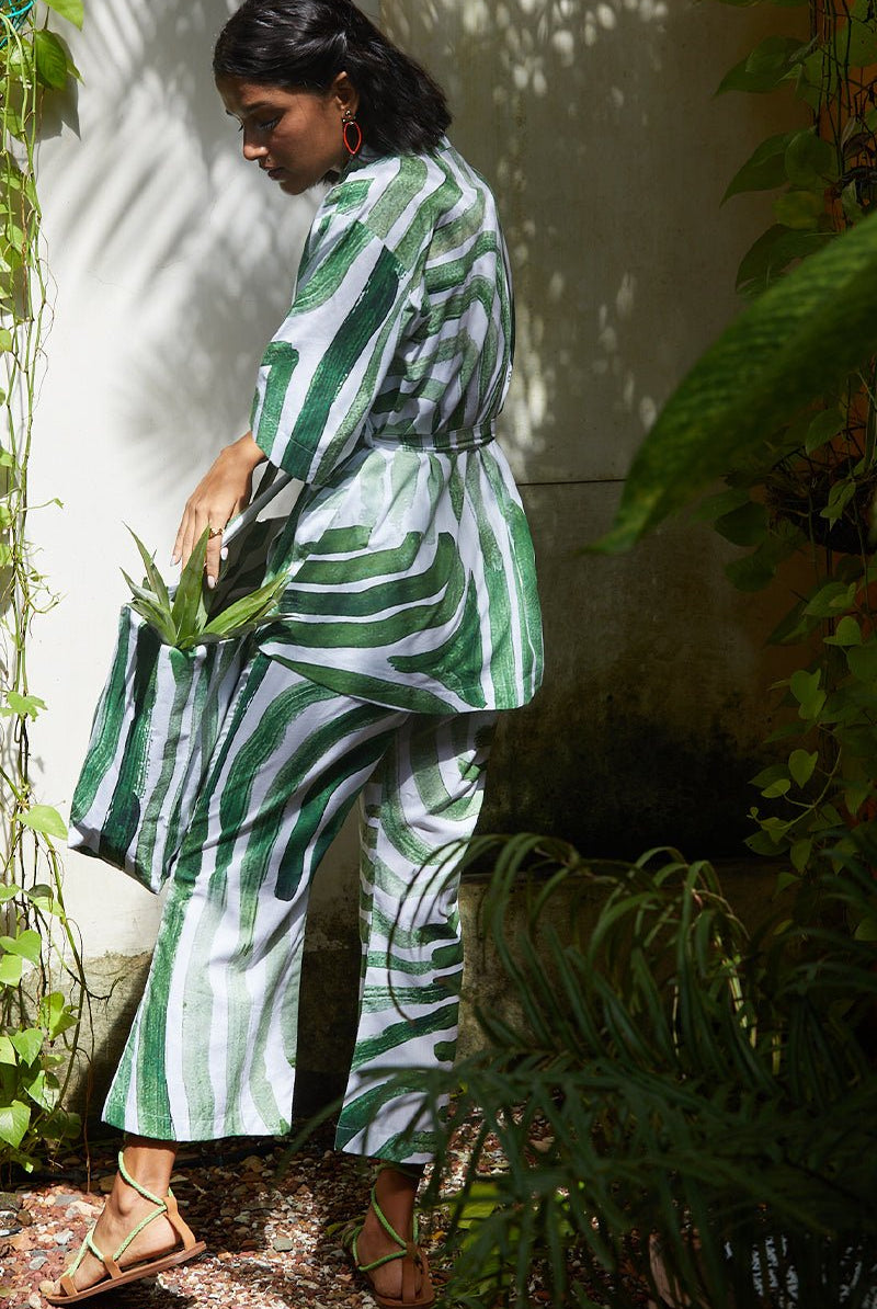 Kyoto Set Full In Green Abstract Print - CiceroniHappi Space