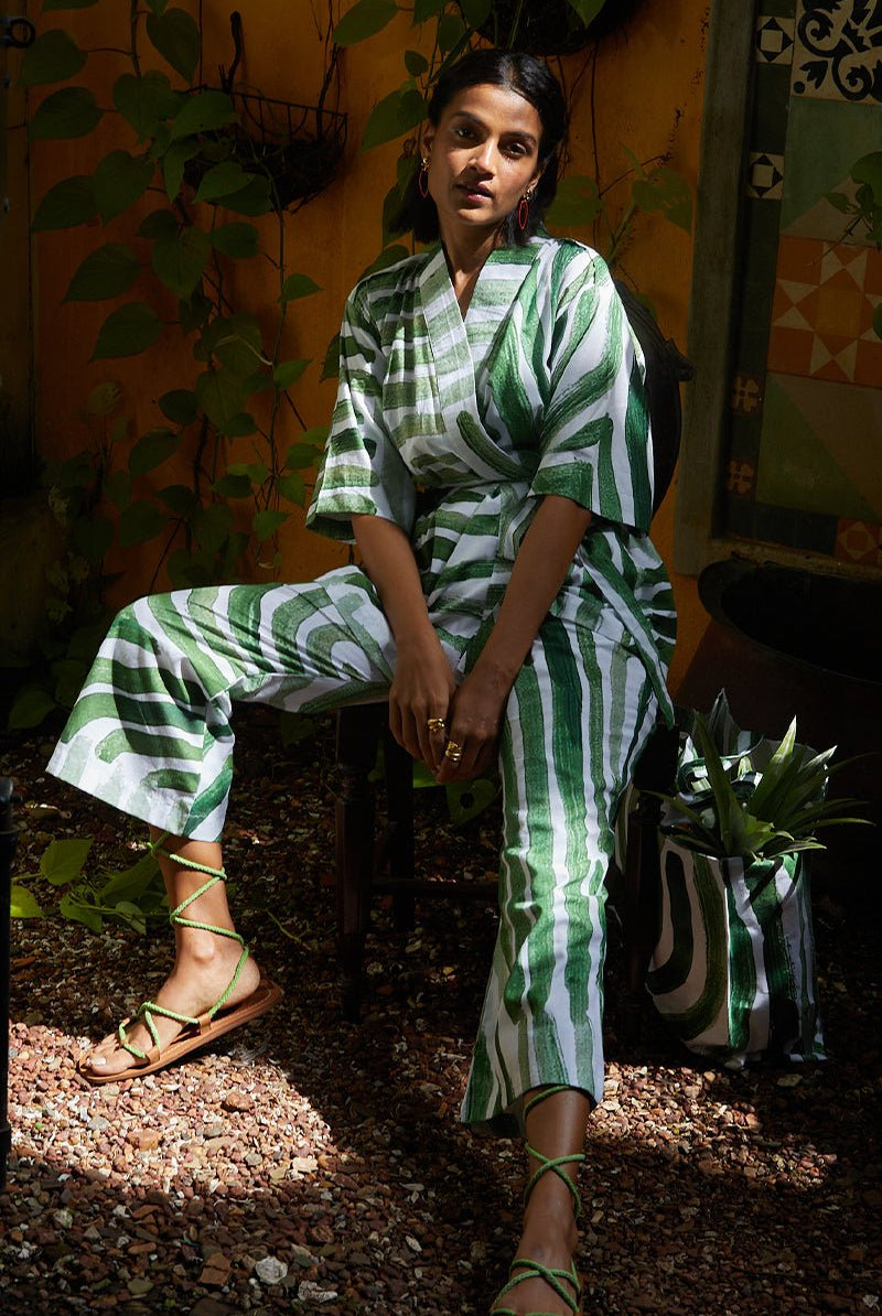 Kyoto Set Full In Green Abstract Print - CiceroniHappi Space