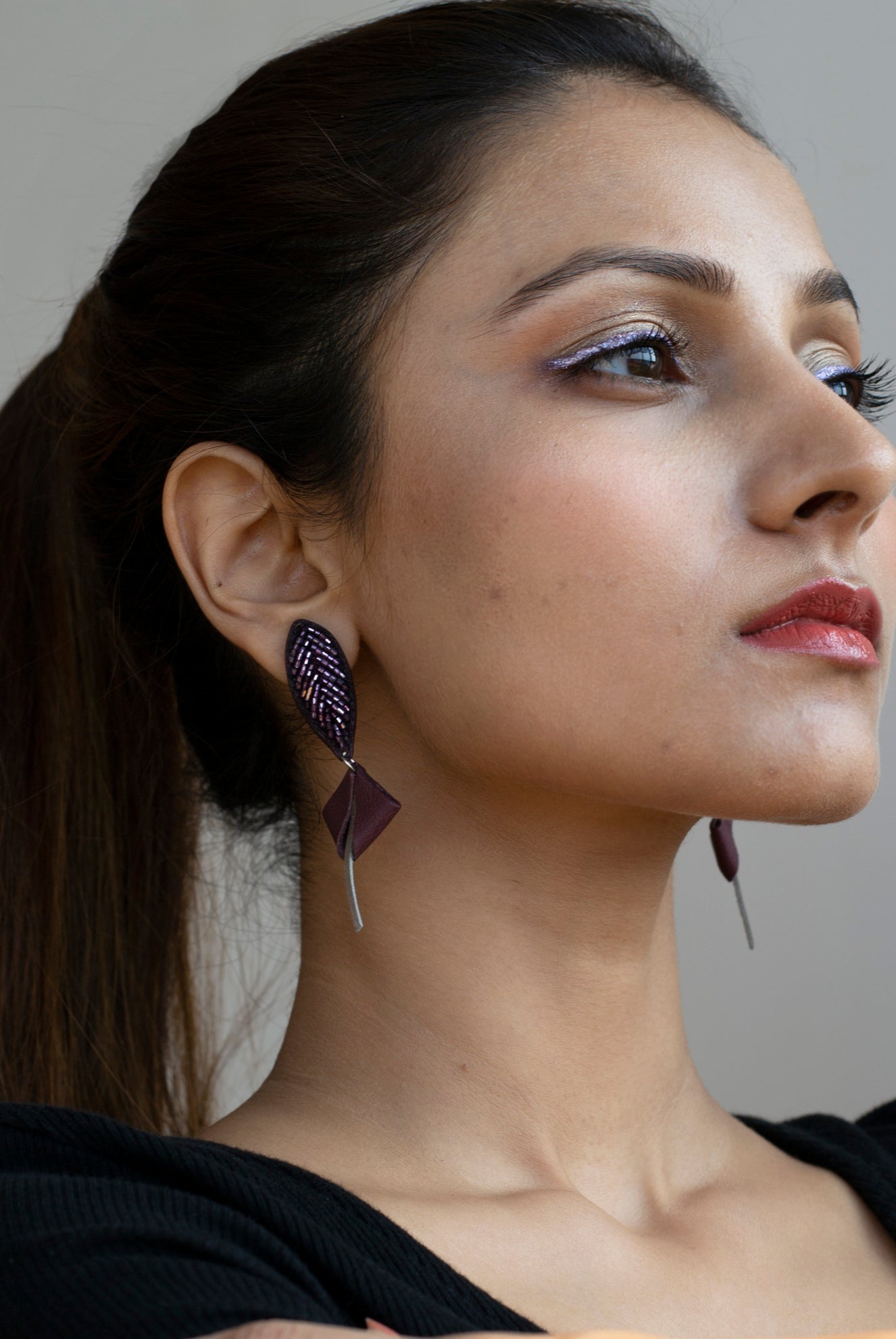 Leaf Embroidered Studs - CiceroniNoupelle