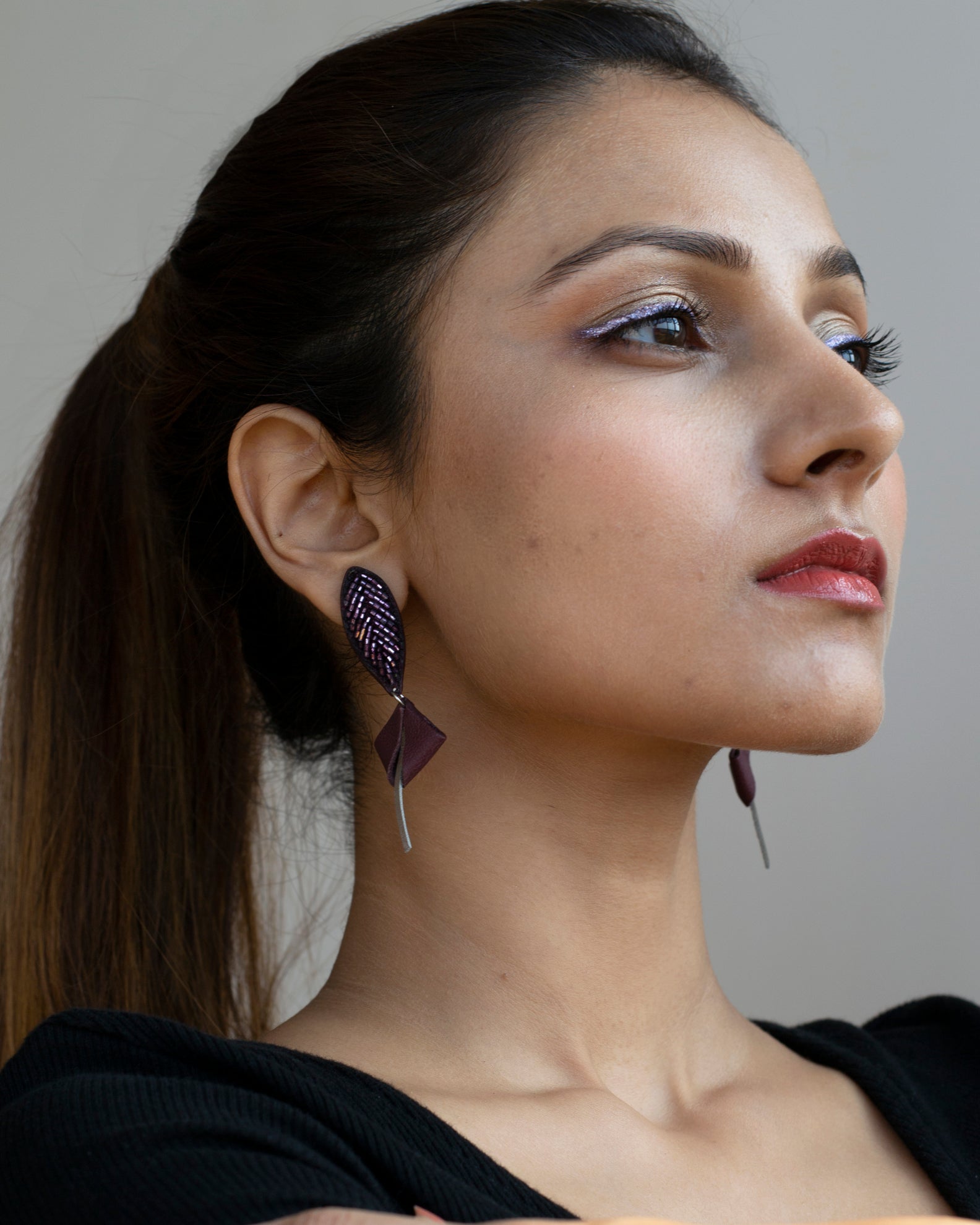 Leaf Embroidered Studs - CiceroniNoupelle