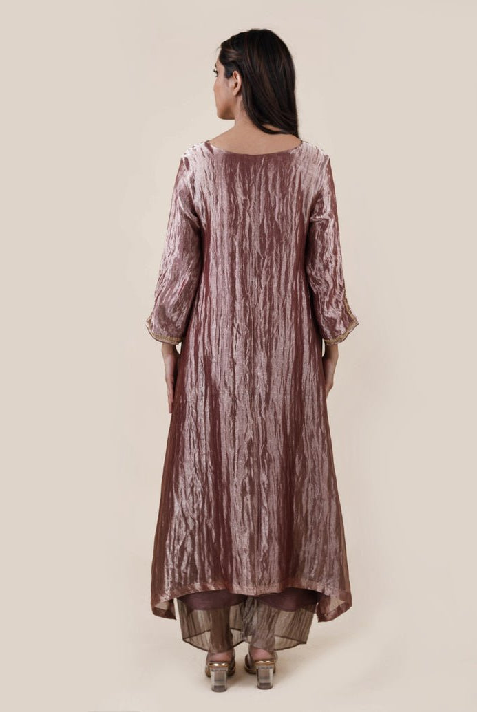 Light Brown Tissue - A-line Kurta Set - CiceroniBhavik Shah
