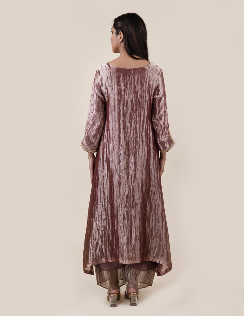 Light Brown Tissue - A-line Kurta Set - CiceroniBhavik Shah