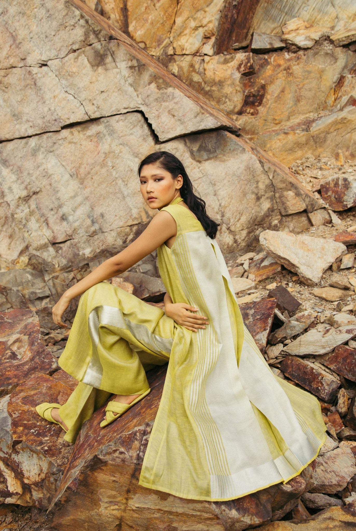 Lime Green High-Low Co-ord Set - CiceroniCo-ord SetPriyanca Khanna