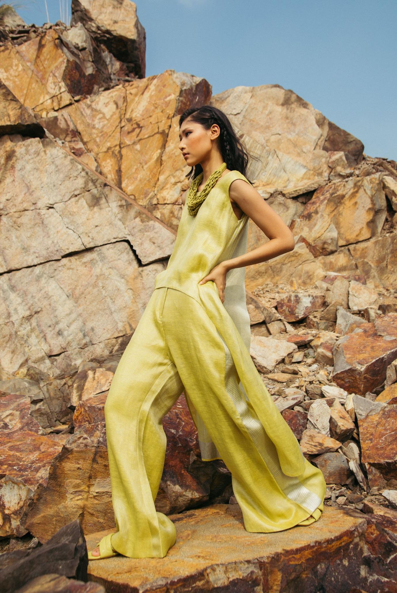 Lime Green High-Low Co-ord Set - CiceroniCo-ord SetPriyanca Khanna