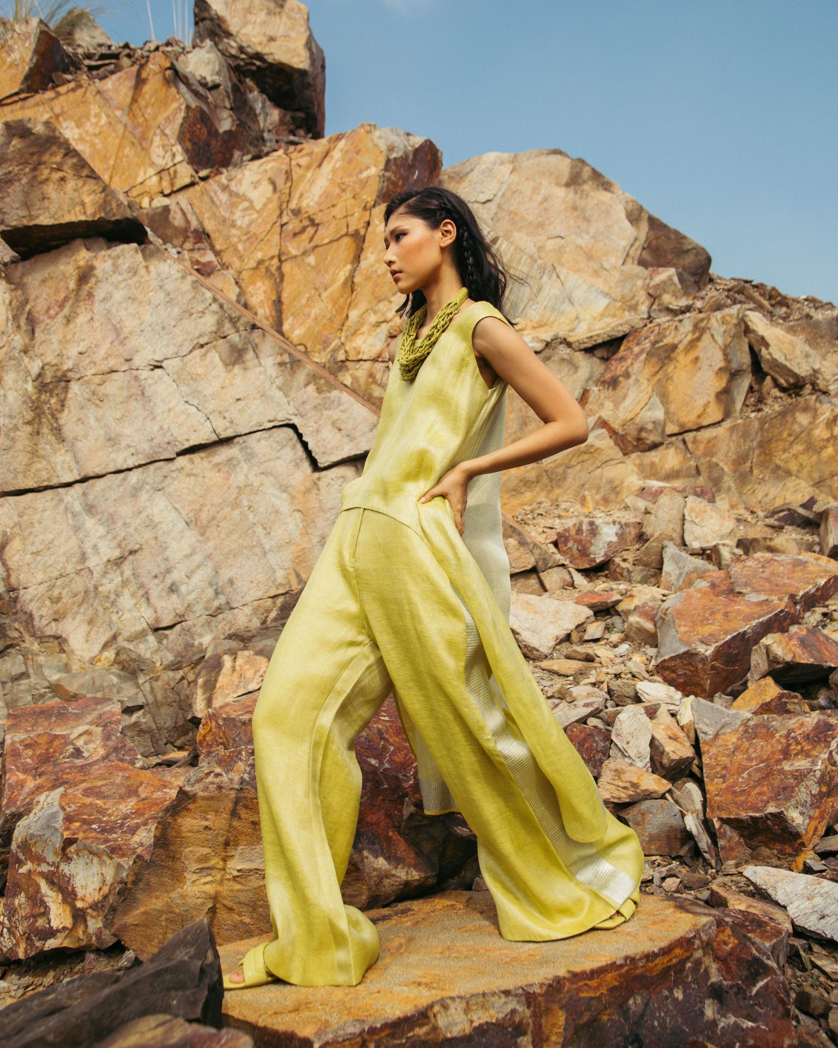 Lime Green High-Low Co-ord Set - CiceroniCo-ord SetPriyanca Khanna
