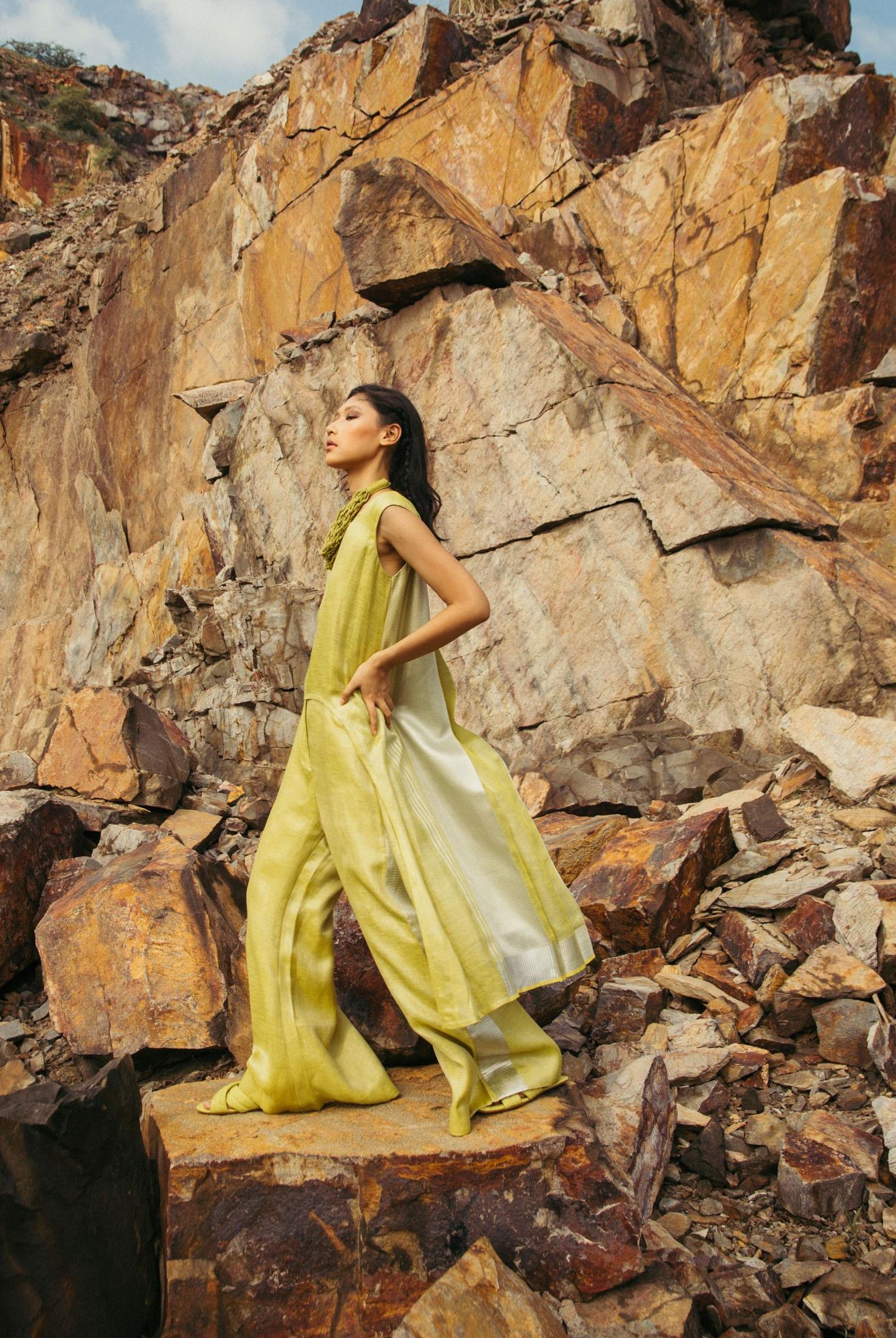 Lime Green High-Low Co-ord Set - CiceroniCo-ord SetPriyanca Khanna