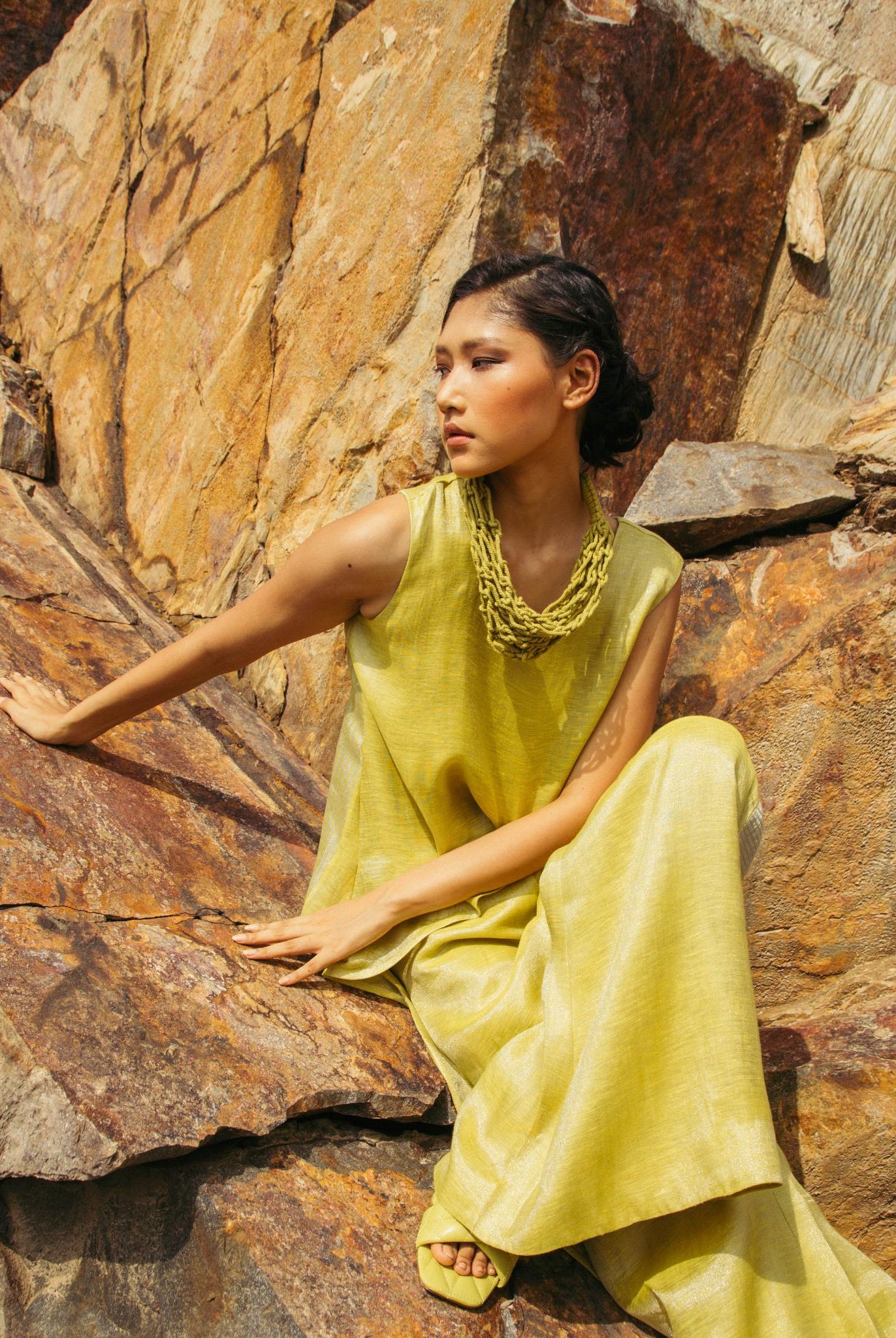 Lime Green High-Low Co-ord Set - CiceroniCo-ord SetPriyanca Khanna