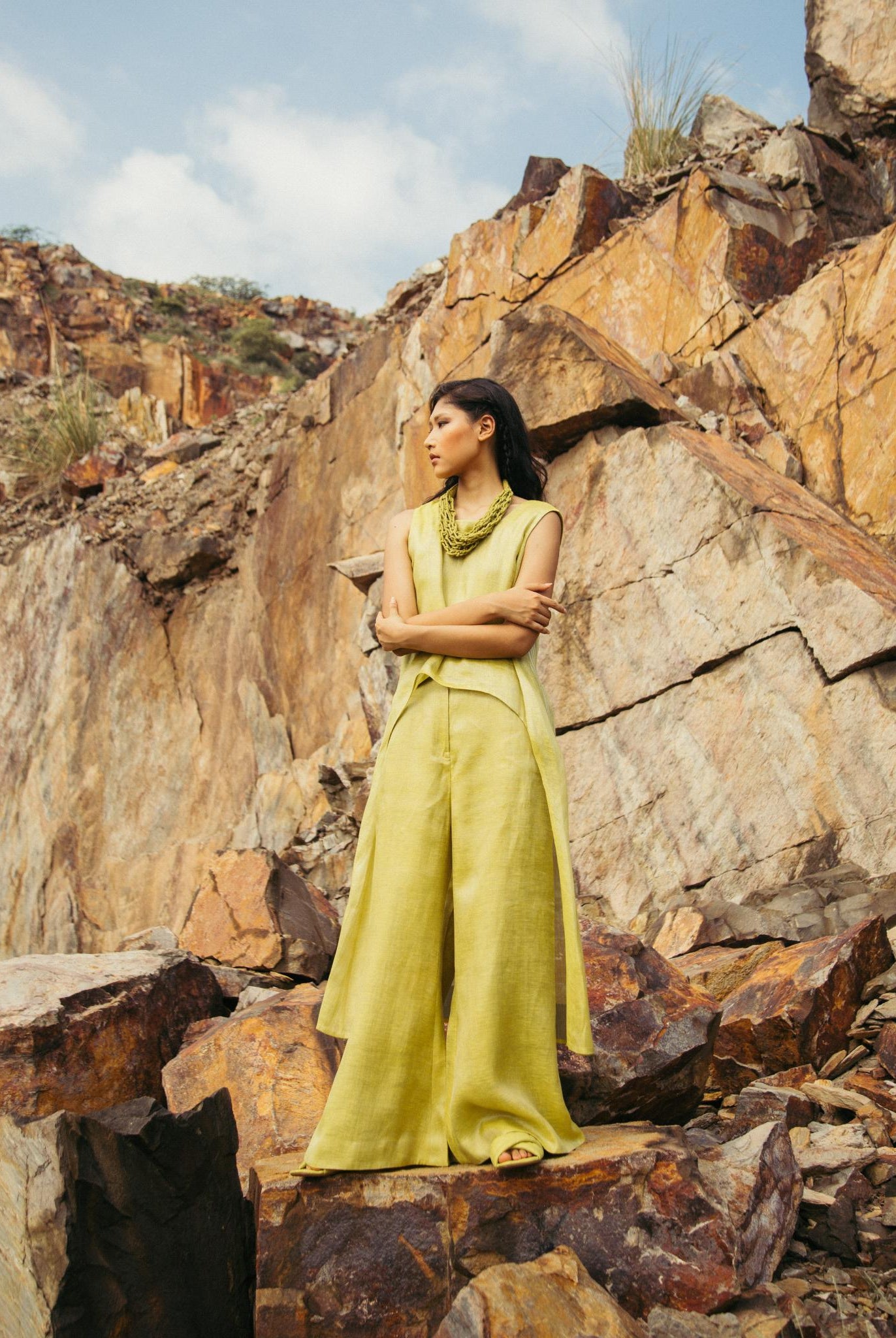 Lime Green High-Low Co-ord Set - CiceroniCo-ord SetPriyanca Khanna