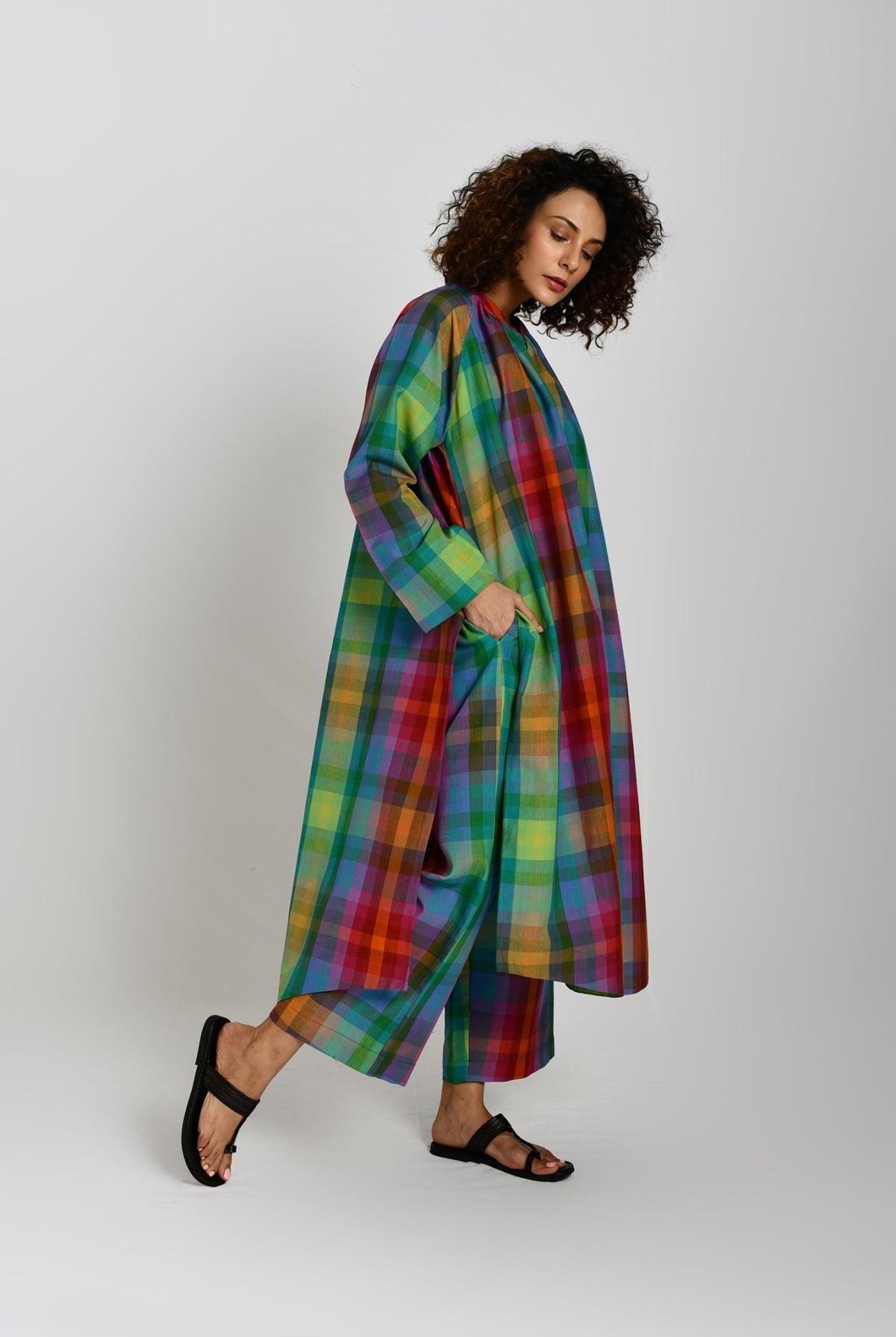 Madras Checks Neck Gather Co-ord Set - CiceroniCo-ord SetHiranya