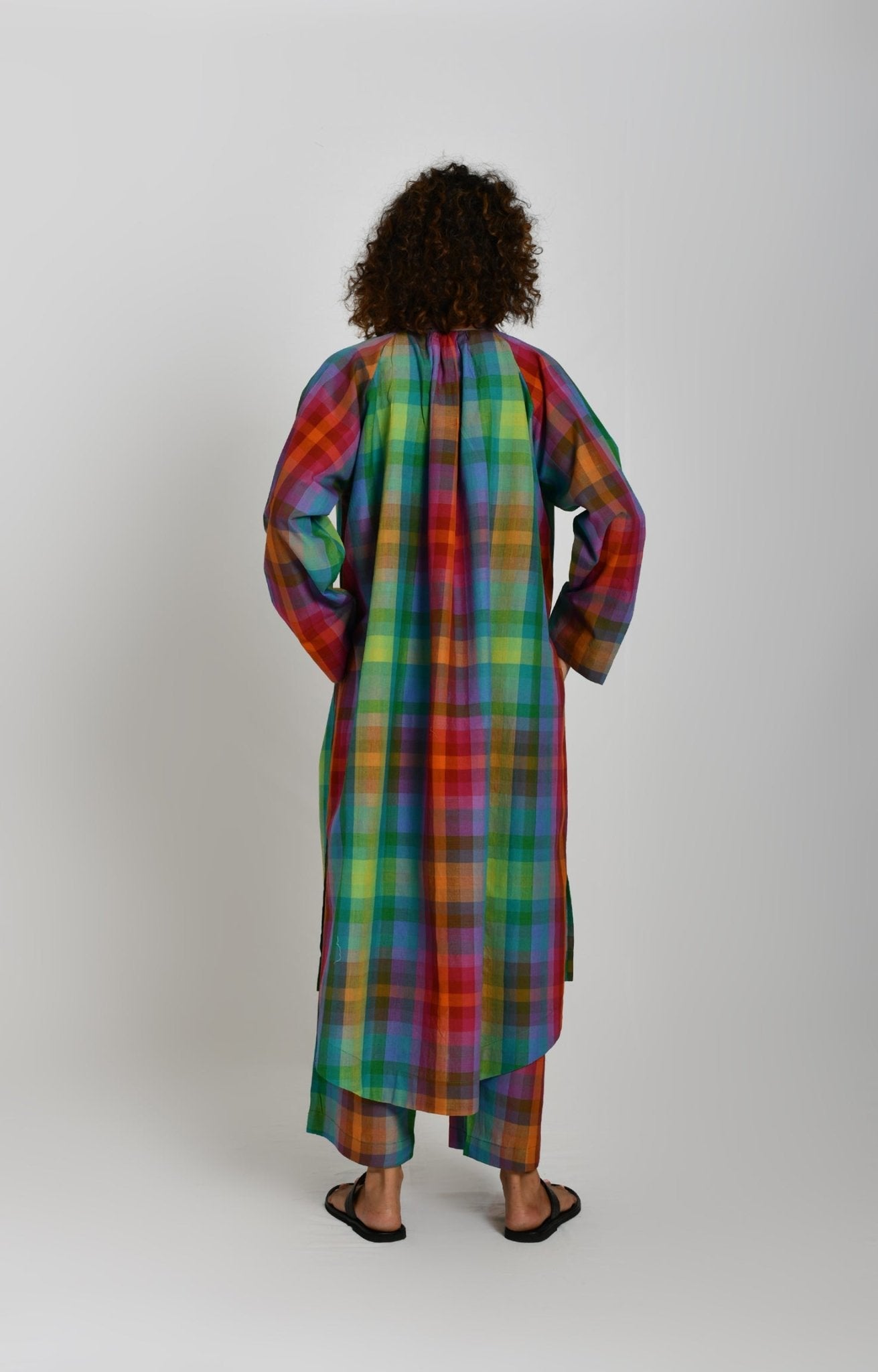 Madras Checks Neck Gather Kurta - CiceroniKurtaHiranya