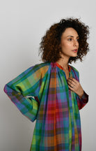 Madras Checks Neck Gather Kurta - CiceroniKurtaHiranya