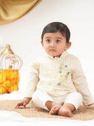 Maheshwari Handwoven Cotton Silk Kurta, Bundi & Pant Set - Pack of 3 - CiceroniKurta SetGreendigo