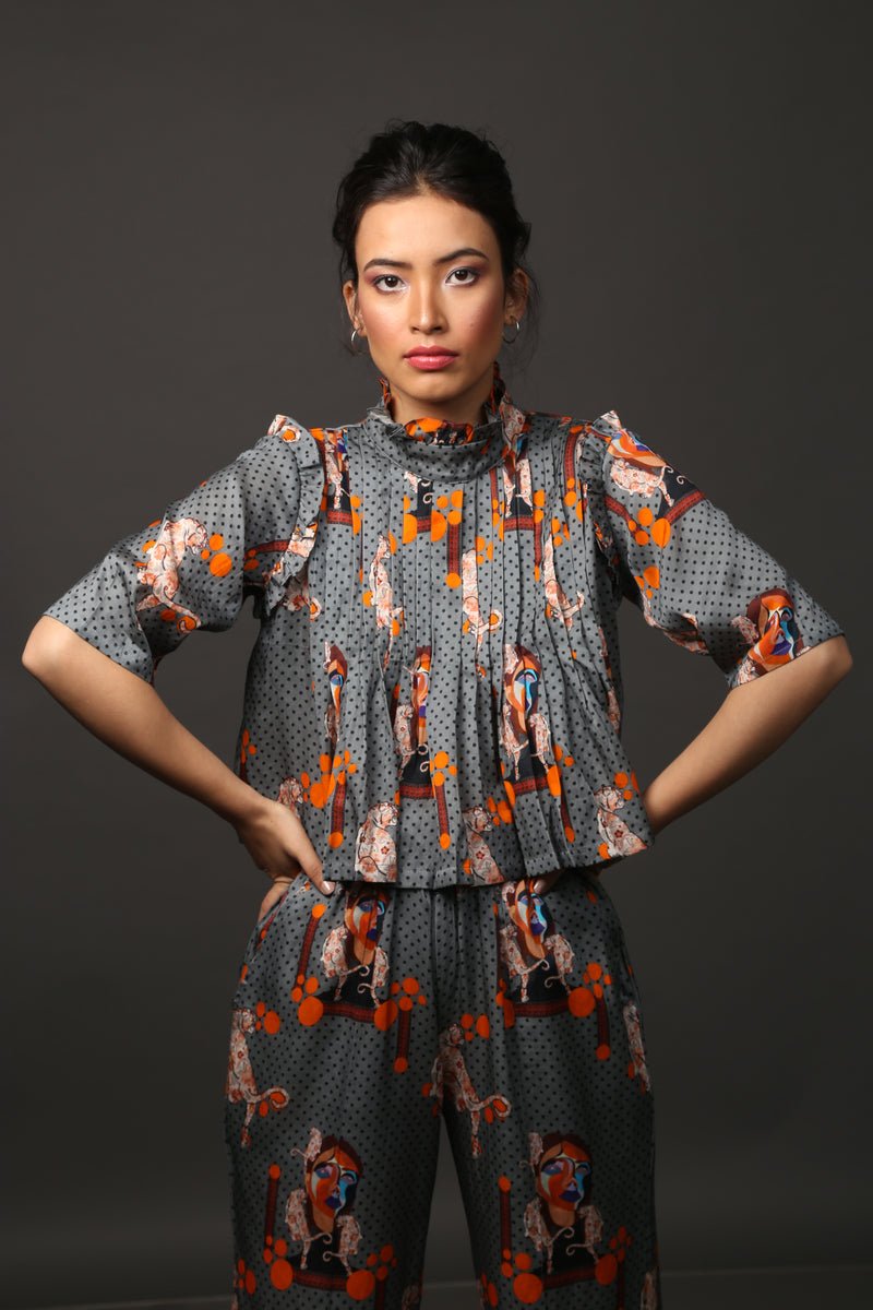 Majestic Cat Pleated Co-Ord - CiceroniCo-ord SetEkastories